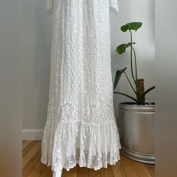 Vintage 60s/70s Prairie/Cottagecore/Boho High Neck Wedding/Formal Maxi Dress - Picture 7 of 9